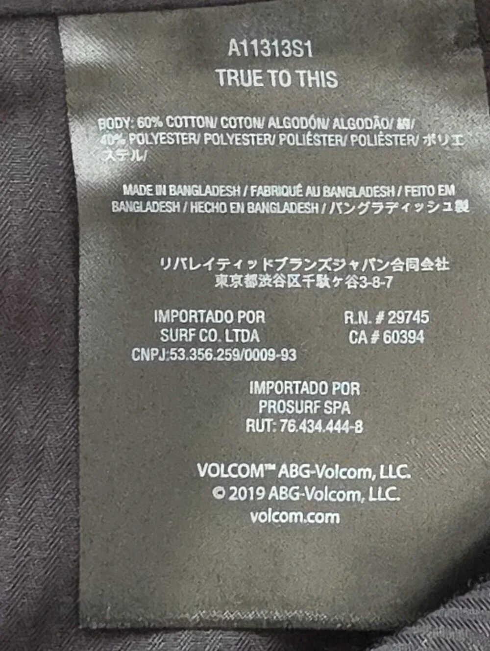 Volcom Vmonty Men's Black Chino Pants, Size 36 NEW